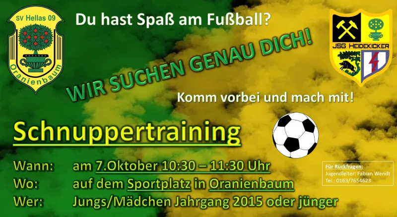 Schnuppertraining beim SV Hellas 09